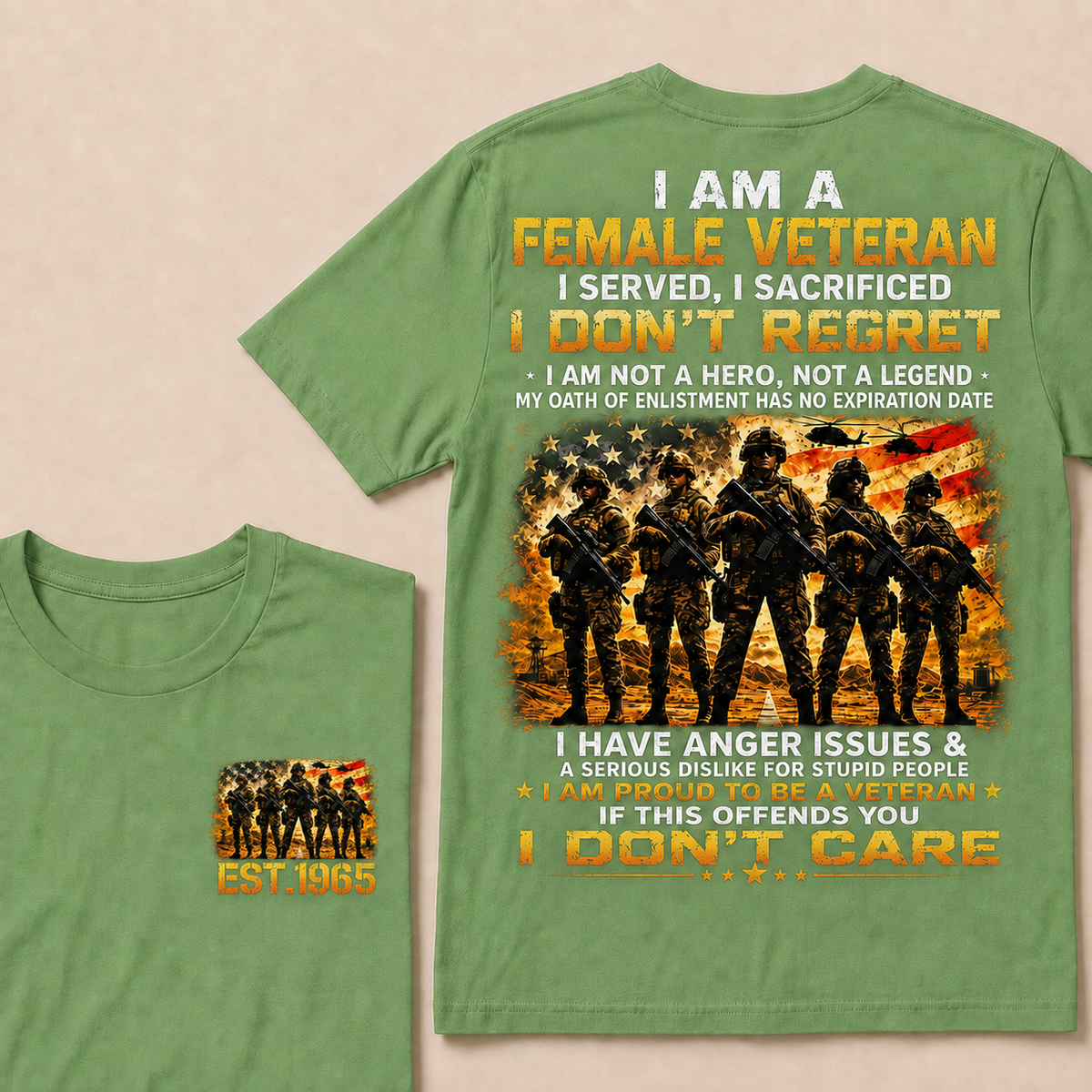 I Am A Female Veteran I Served I Sacrificed I Don't Regret Custom Year Women T-shirt