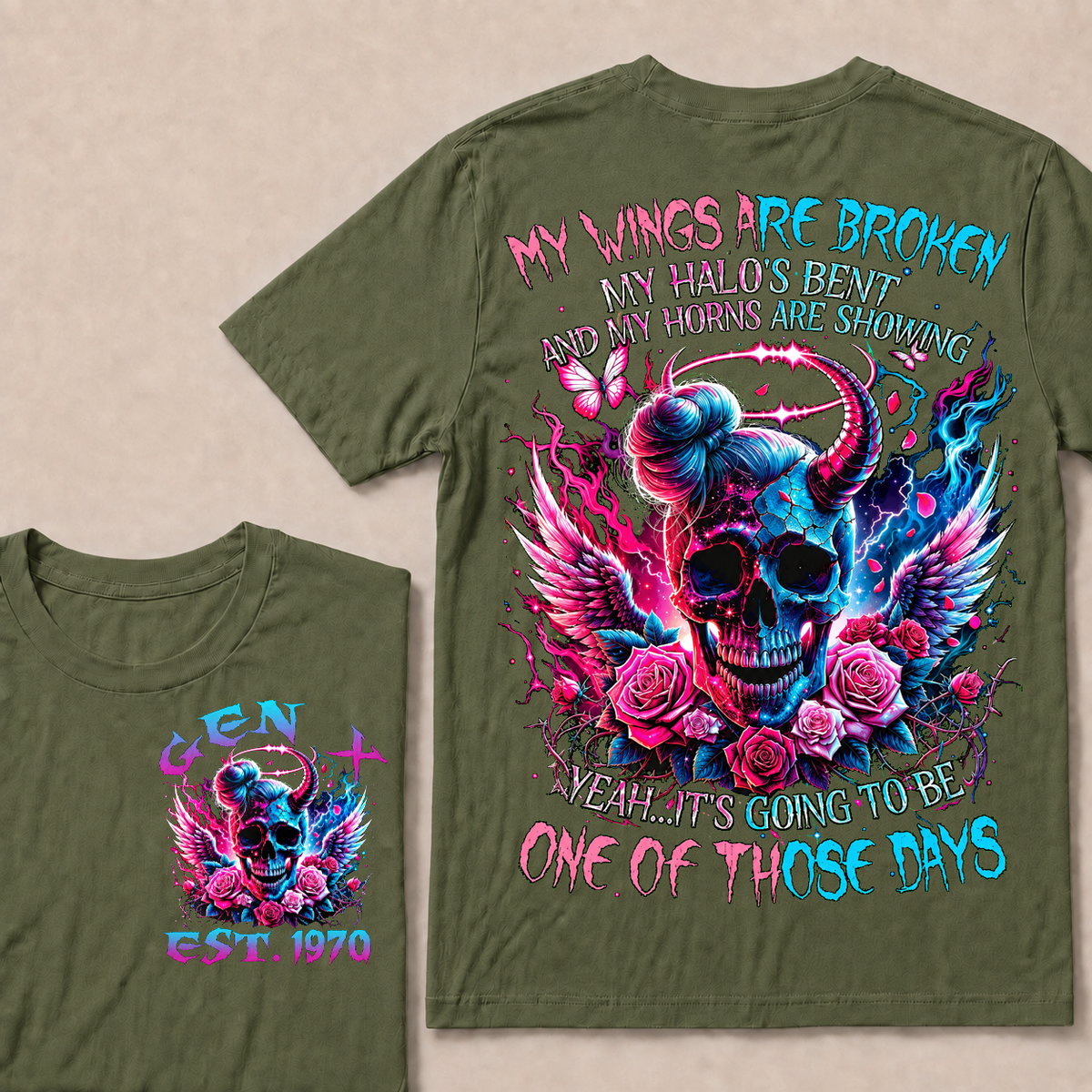 My Wings Are Broken My Halo's Bent And My Horns Are Showing Yeah Custom Year T-shirt