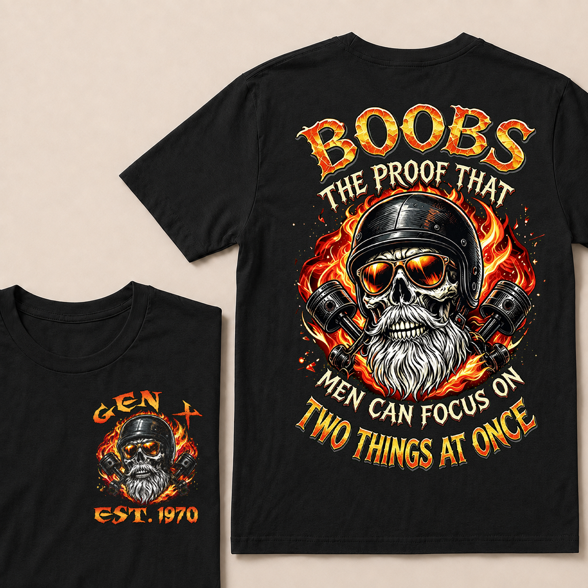 Boobs The Proof That Men Can Focus On Two Things At Once Custom Year T-shirt