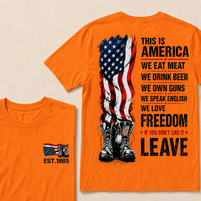 This Is America We Eat Meat We Drink Beer We Own Guns Custom Year T-shirt