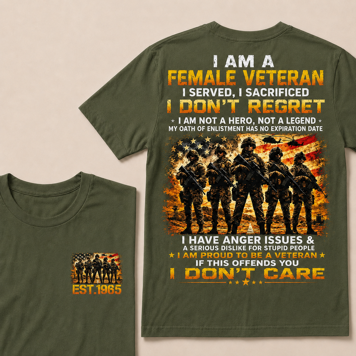 I Am A Female Veteran I Served I Sacrificed I Don't Regret Custom Year Women T-shirt