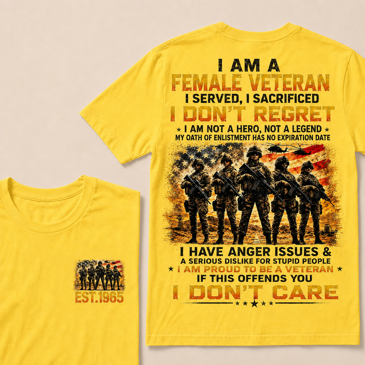 I Am A Female Veteran I Served I Sacrificed I Don't Regret Custom Year Women T-shirt