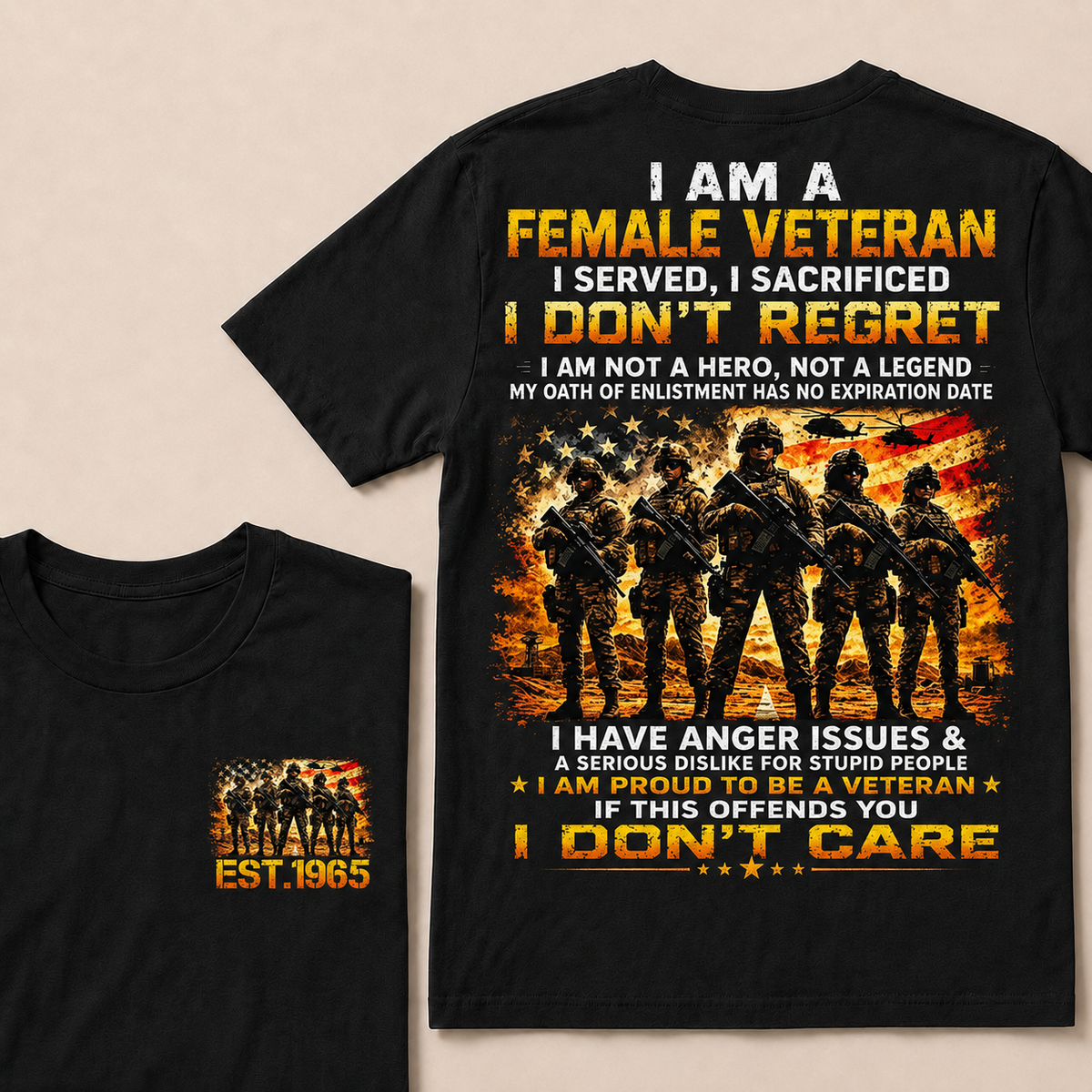 I Am A Female Veteran I Served I Sacrificed I Don't Regret Custom Year Women T-shirt