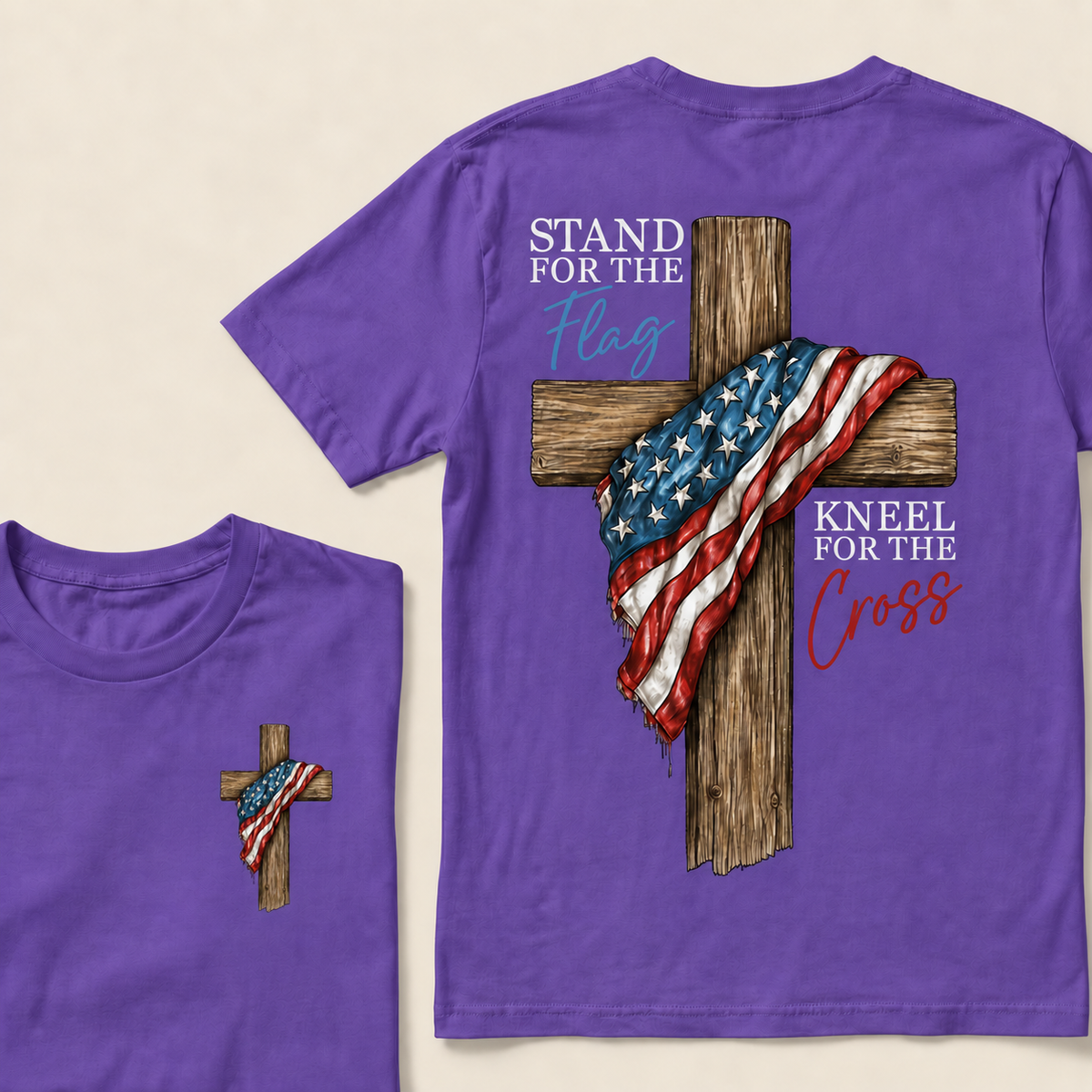 STAND FOR THE FLAG and KNEEL FOR THE CROSS T-Shirts