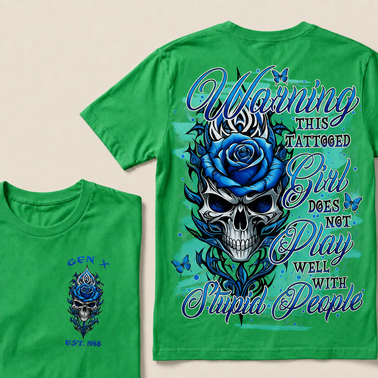 Warning This Tattooed Girl Custom Year T-shirt