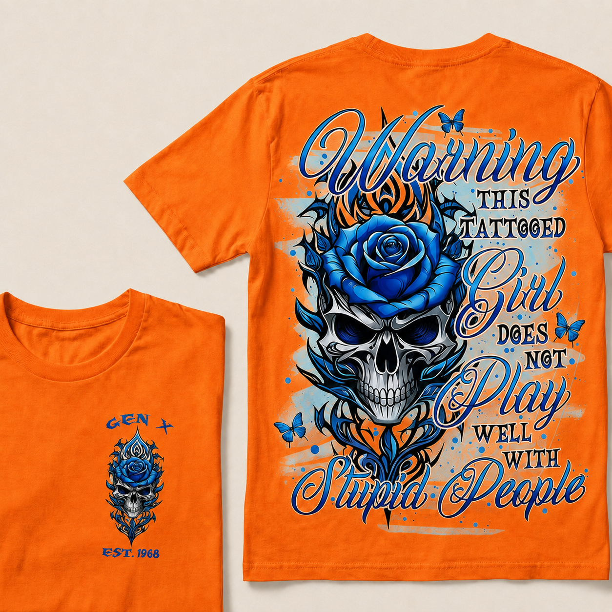 Warning This Tattooed Girl Custom Year T-shirt