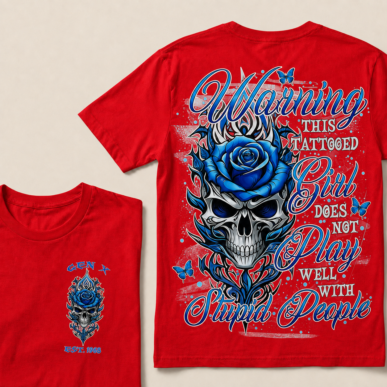 Warning This Tattooed Girl Custom Year T-shirt