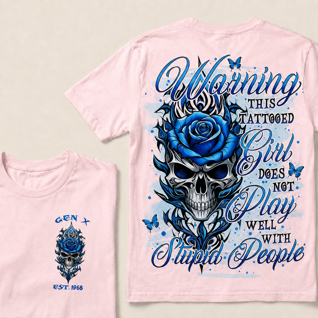 Warning This Tattooed Girl Custom Year T-shirt