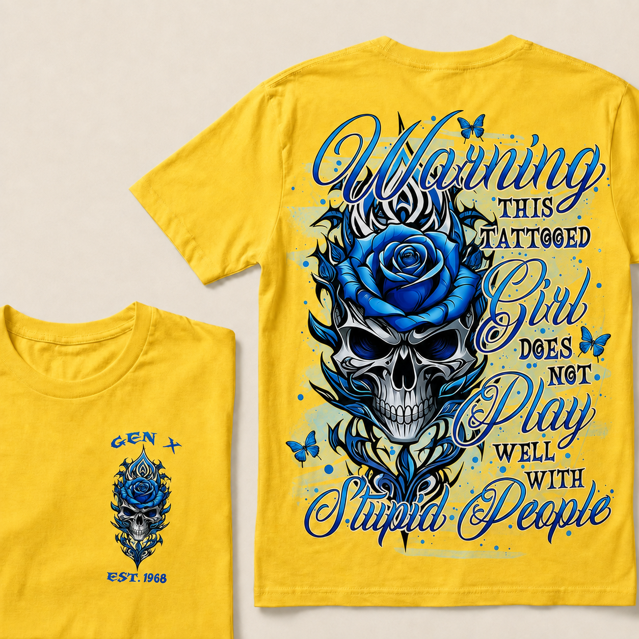 Warning This Tattooed Girl Custom Year T-shirt