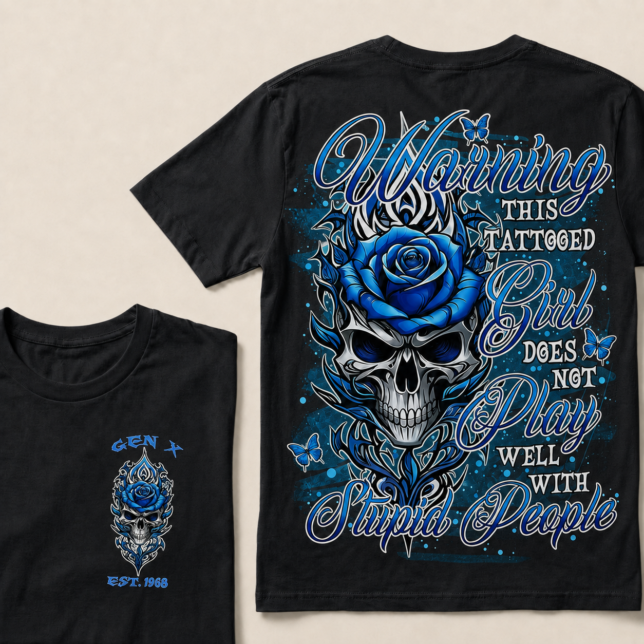 Warning This Tattooed Girl Custom Year T-shirt