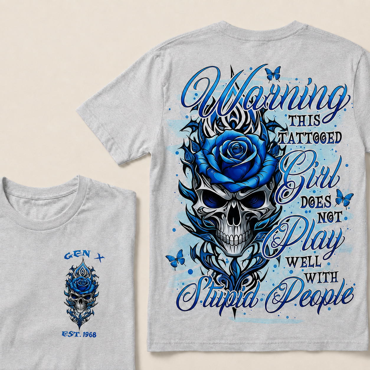 Warning This Tattooed Girl Custom Year T-shirt