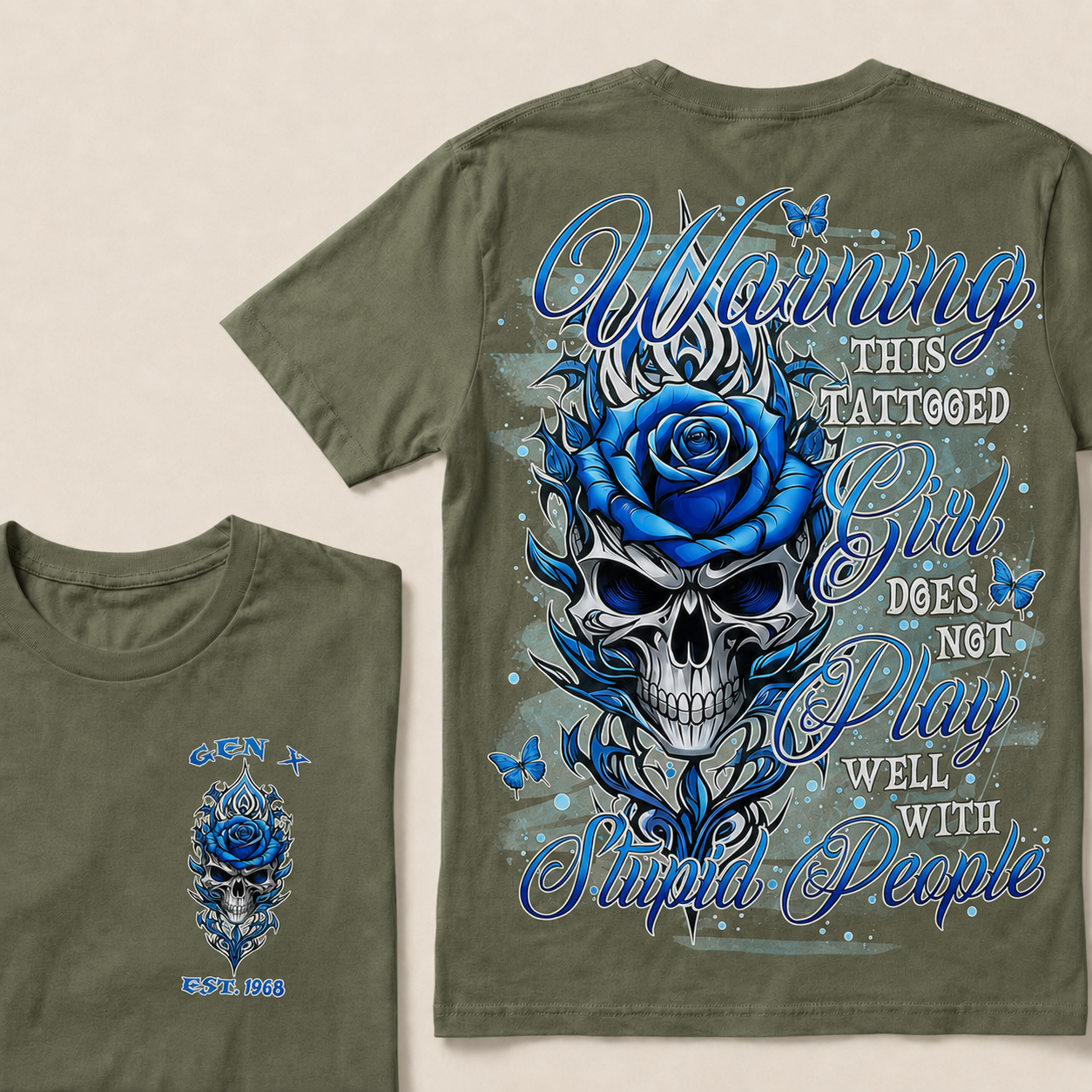 Warning This Tattooed Girl Custom Year T-shirt