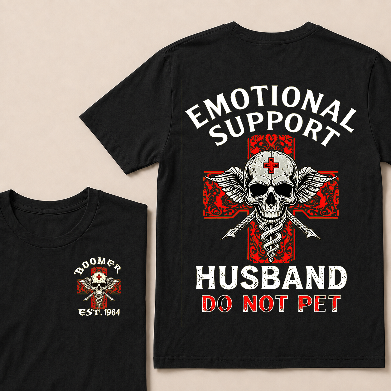 Emotional Support Husband Do Not Pet Custom Year T-shirt