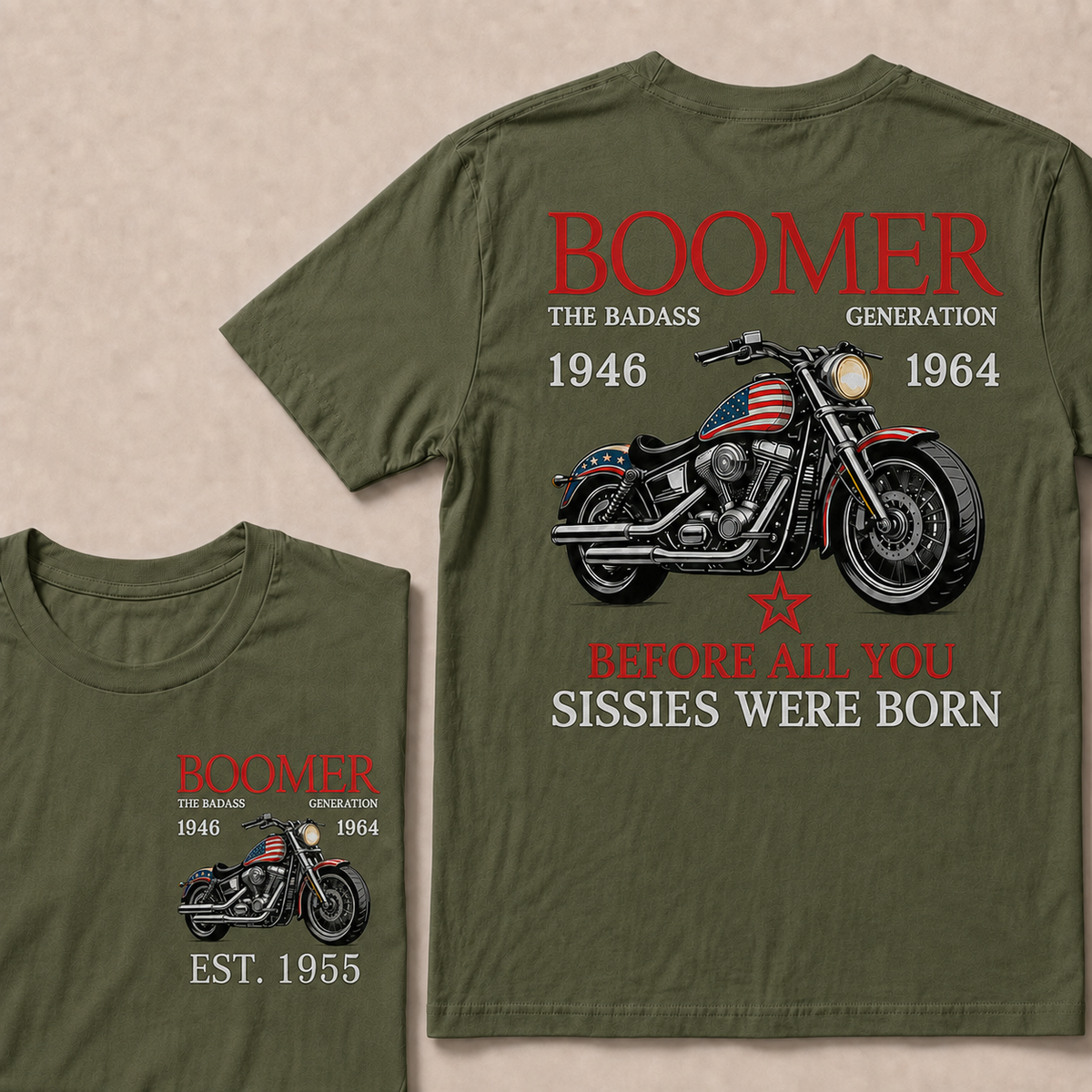 Boomer The Badass Generation Motorcycle rider Custom EST.Year T-shirt