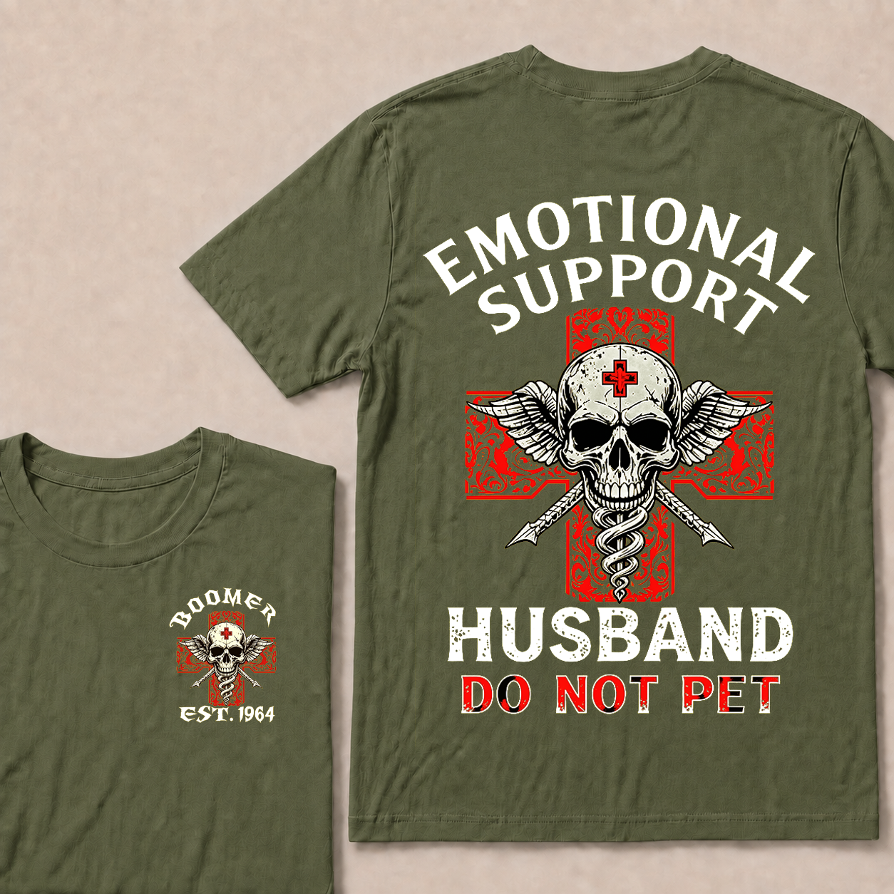 Emotional Support Husband Do Not Pet Custom Year T-shirt